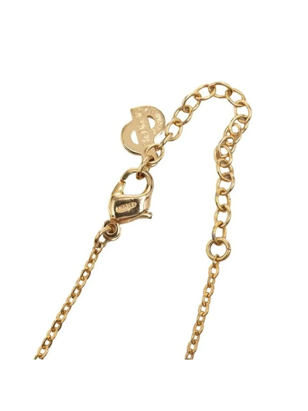 Dior Logo Necklace Gold Black Plated Line Stone - Picture 5 of 8